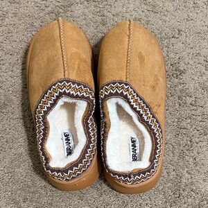 Brown Fleece-Lined Slippers